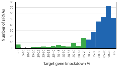 AccuTarget(TM)ゲノムワイドデザイン済みsiRNAによるノックダウン効果