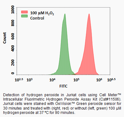 品番11506を使用したJurkat細胞中の過酸化水素のフローサイトメトリー検出