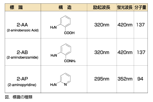N-結合型糖鎖スタンダード(標準品) - 標識の種類