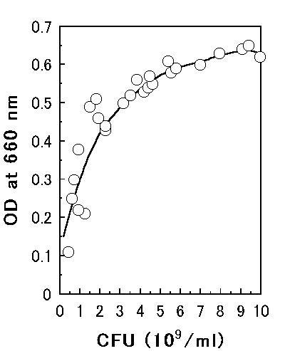 }6-2.t̔|n<em>Lactobacilus acidophilus</em>|{ꍇCFUicology forming unitjƋzx(OD)̊֌W